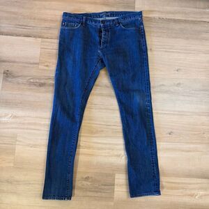 John Varvatos Men’s Blue Button Fly Denim Jeans Size 36 Straight Leg Pants Skull